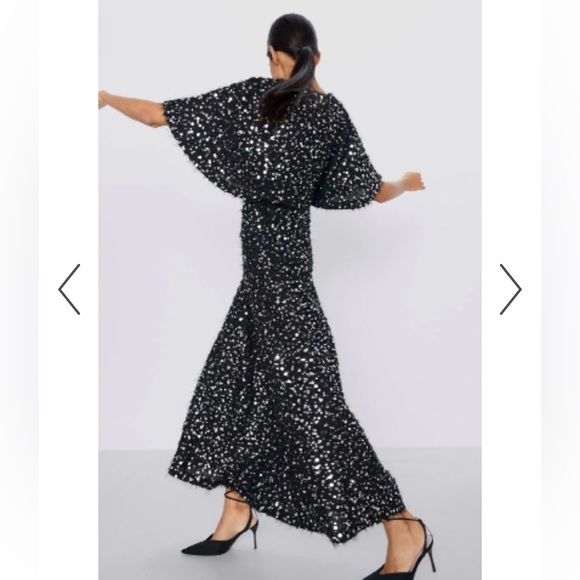 ZARA limited edition Zara sequin party dress Butterfly sleeves - Picture 1 of 5